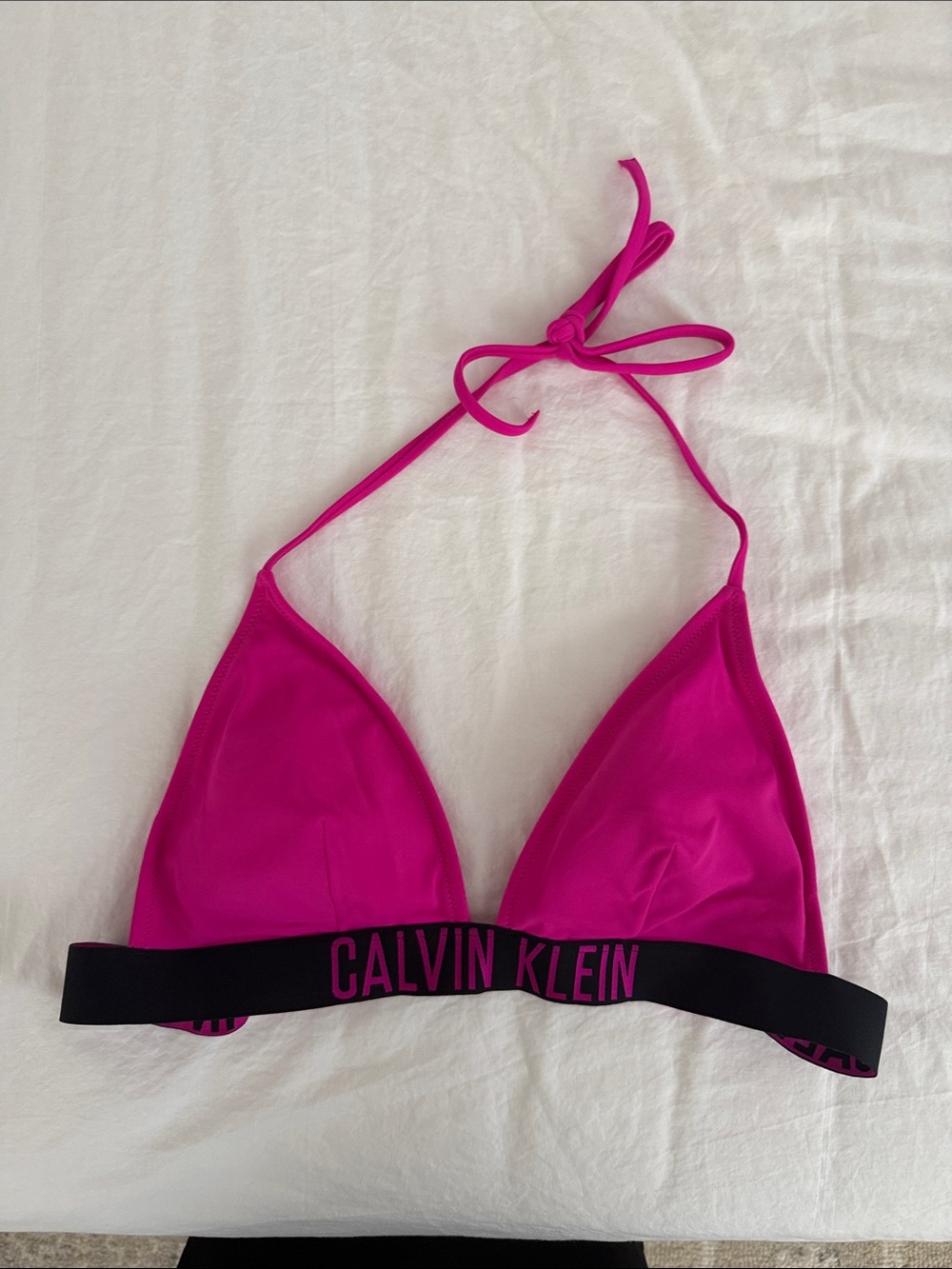 Calvin Klein Fuchsia Triangle Halter Swim Top with Branded Band